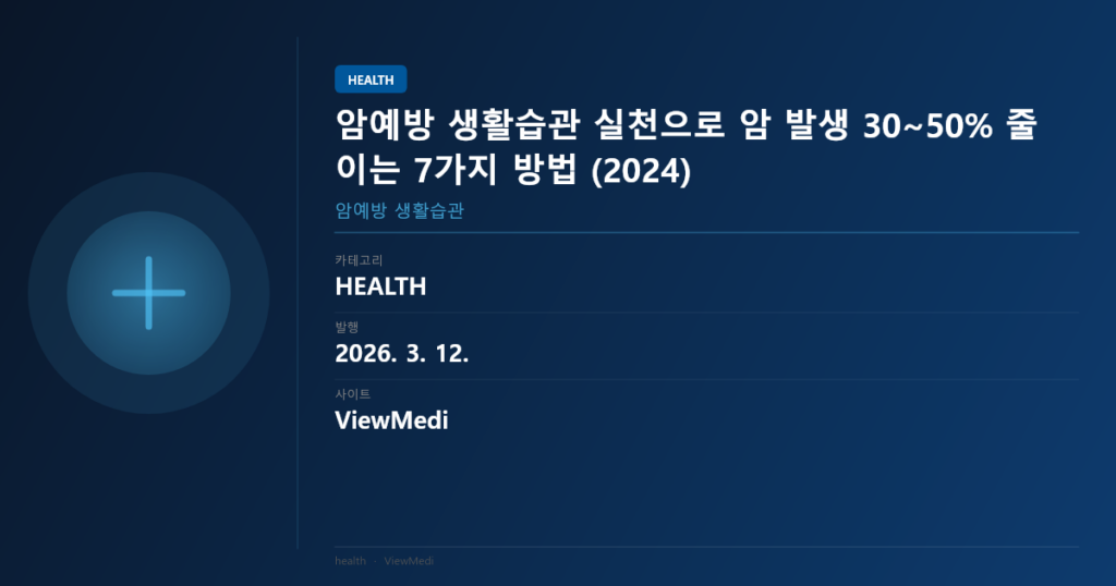 암예방 생활습관 실천으로 암 발생 30~50% 줄이는 7가지 방법 (2024) 이미지 1