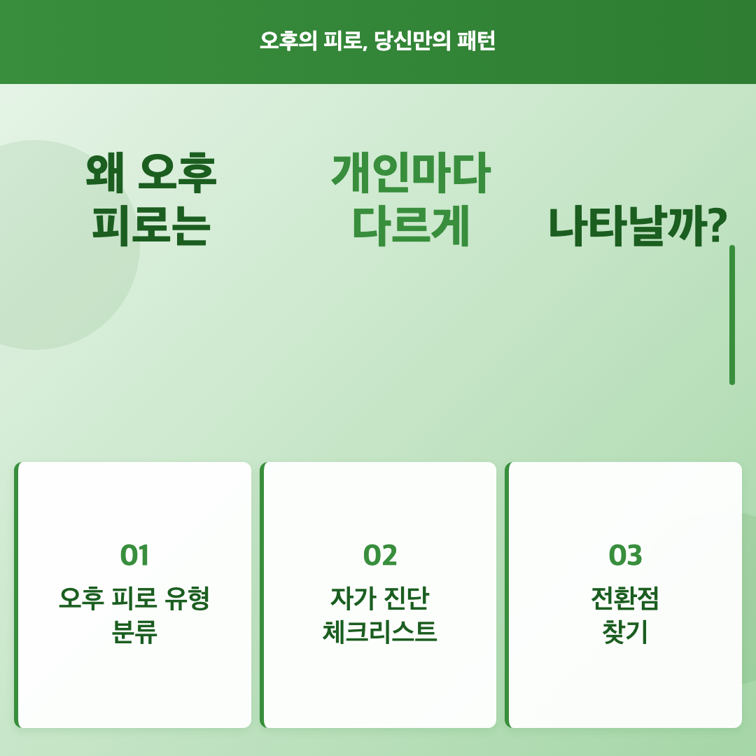 오후만 되면 피곤한 이유, 당신은 어떤 유형? 에너지 저하 예방 맞춤 솔루션