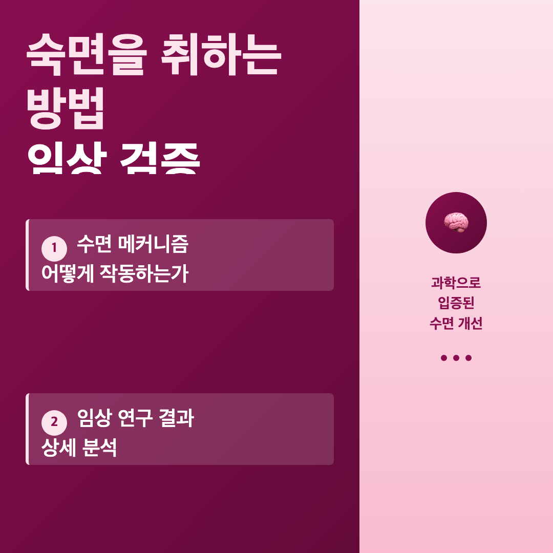 핵심 연구 결과 요약 - 숙면을 취하는 방법