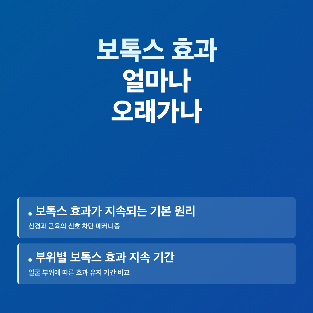 이 글로 배울 수 있는 것 - 보톡스 효과 얼마나 오래가나