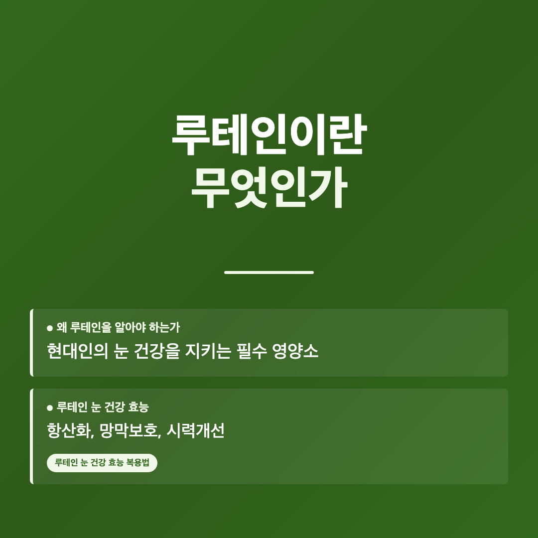루테인이란 무엇인가 - 루테인 눈 건강 효능 복용법