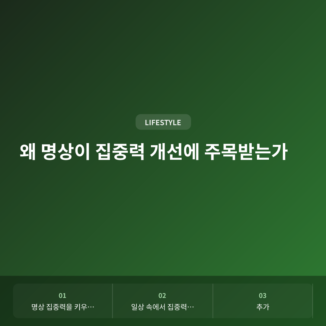 왜 명상이 집중력 개선에 주목받는가 - 명상 집중력 높이기