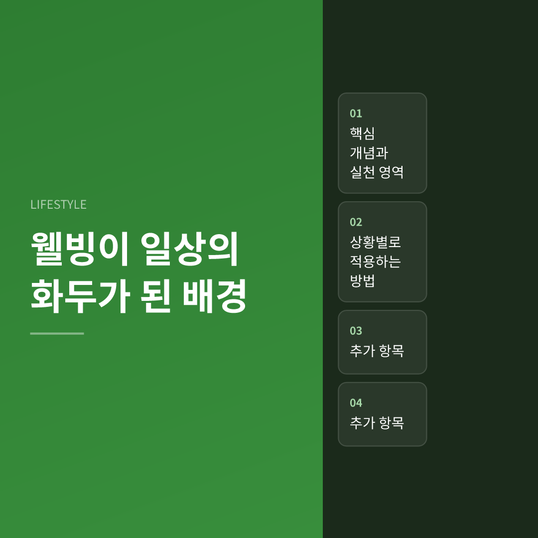 웰빙이 일상의 화두가 된 배경 - 일상에서 웰빙 실천법