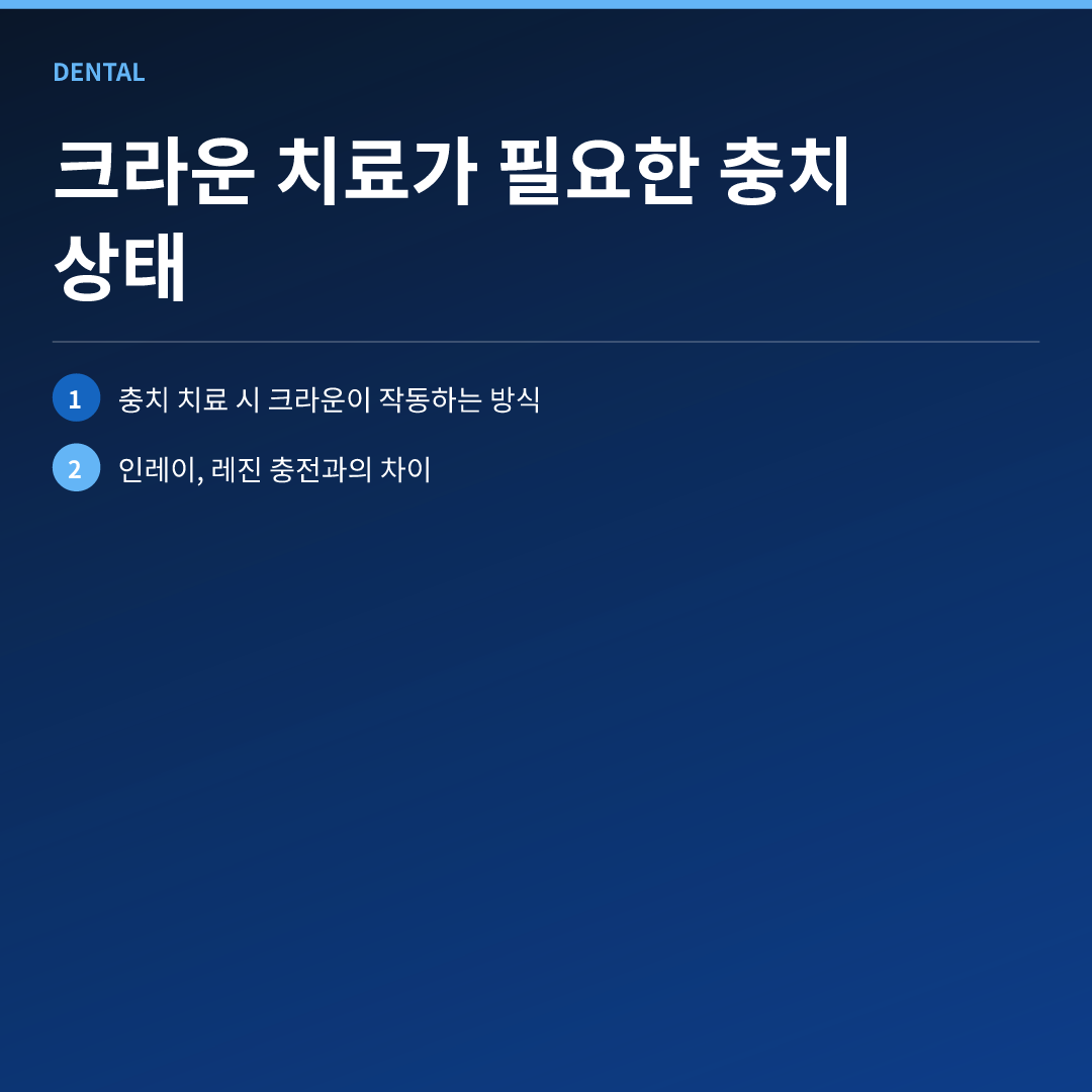 크라운 치료가 필요한 충치 상태 - 충치 크라운 언제 해야하나